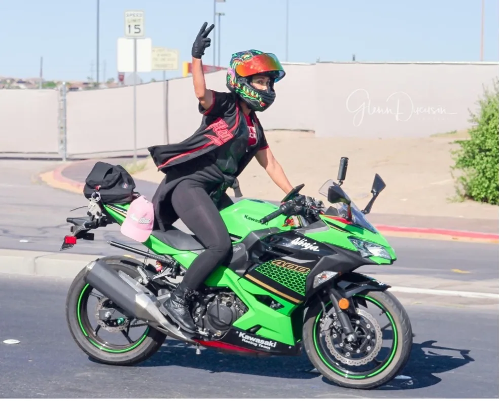 Woman riding a sport bike