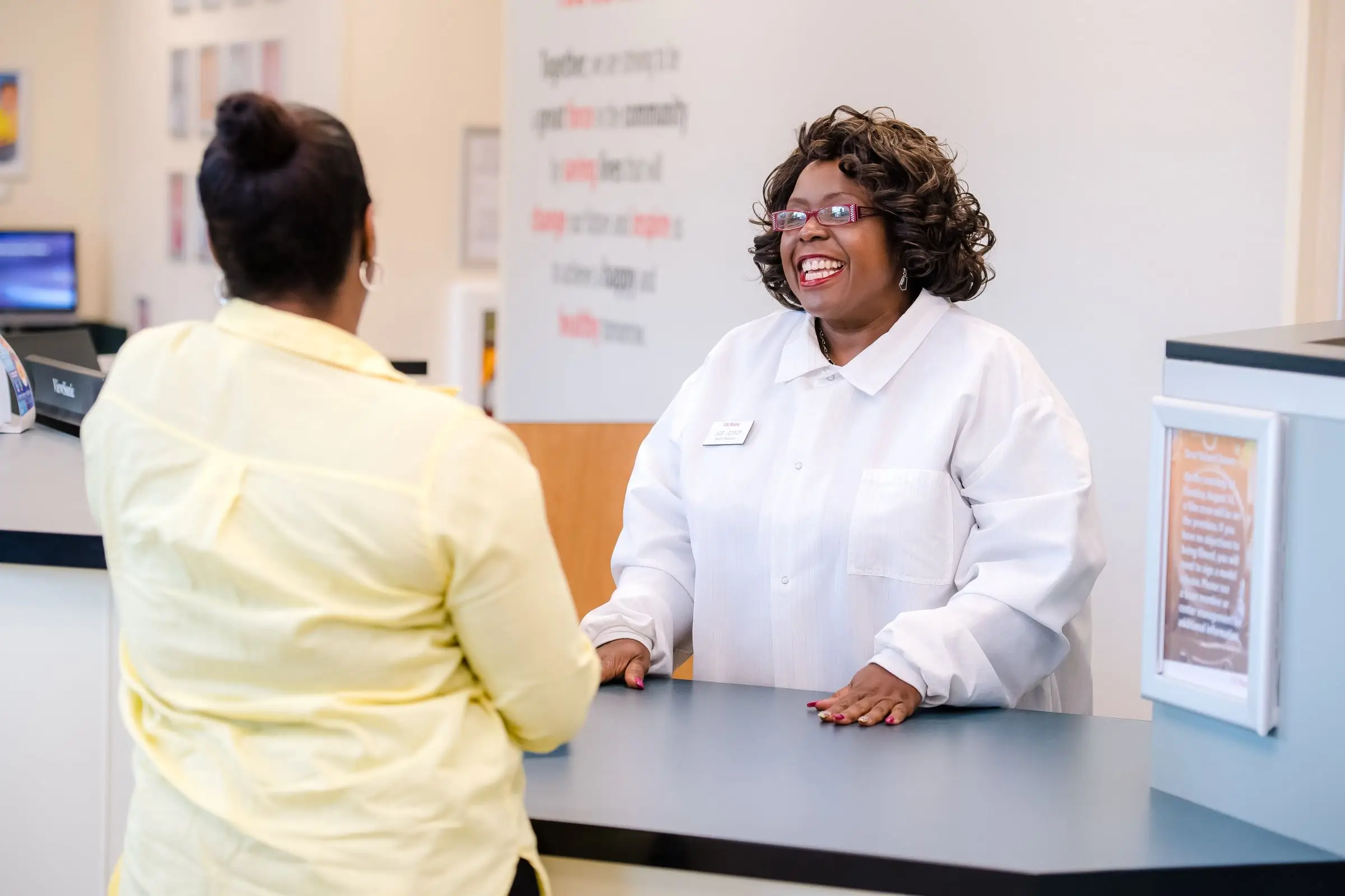 plasma donation center staff and customer